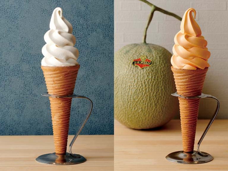 Hokkaido milk soft serve ice-cream, Hokkaido premium Yubari melon soft serve