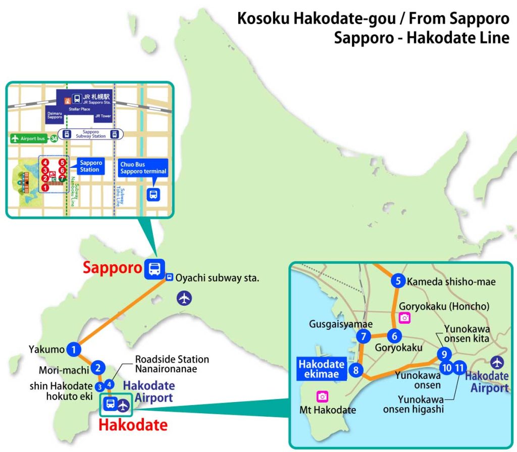 Sapporo ⇔ Hakodate Highway Bus / Sapporo Hakodate Line